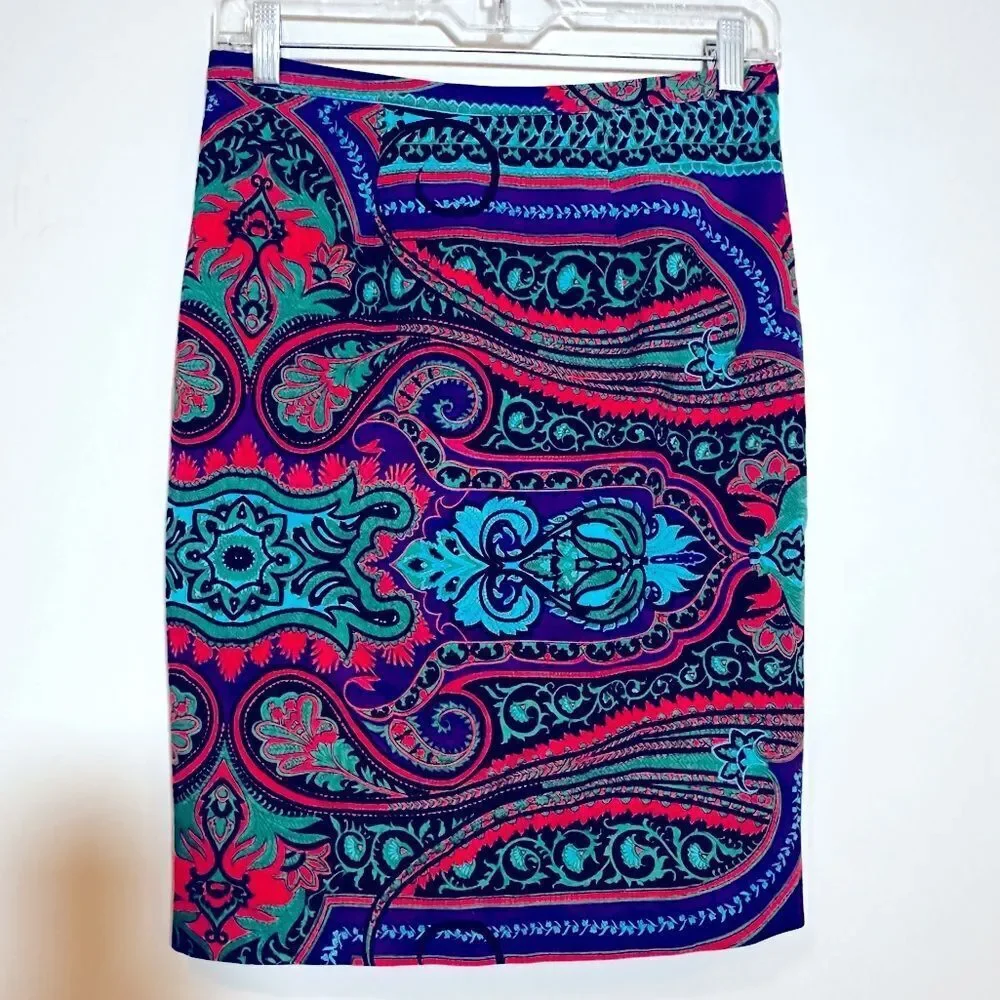 Plenty By Tracy Reese Anthropologie Pencil Skirt Women's Size 4 Vibrant‎ Paisley